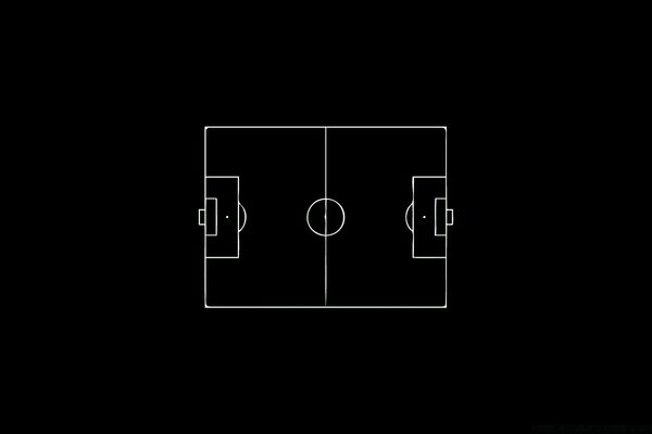 Esquema del campo de fútbol sobre fondo negro